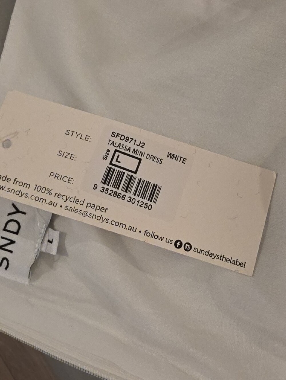 SNDYS White Halter cotton Mini Dress with Flared Skirt size L new with tags - Picture 12 of 14